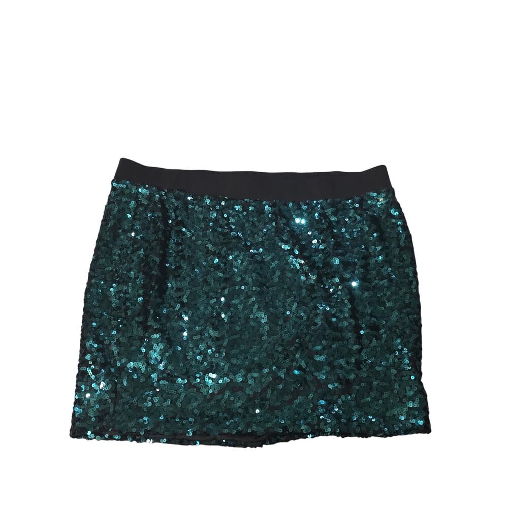 Torrid Sequin Skirt 3x Womens Plus Size Green Mini Elastic Waist Party New Years